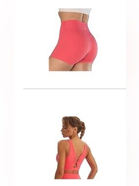 Women’s Athletic Bike Shorts and Sports Bra Set - salmon